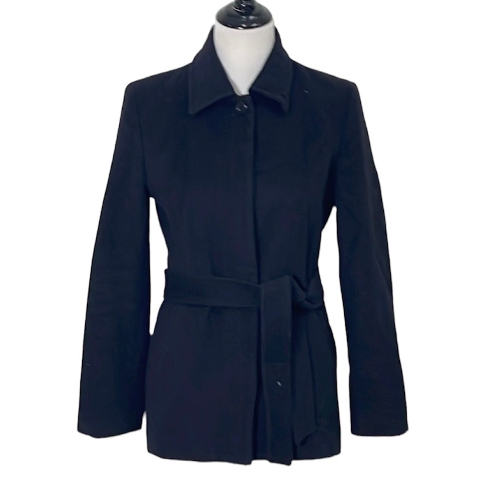 LE Souk Japanese Brand Angora Minimalist Black Coat With Sash Like New Small